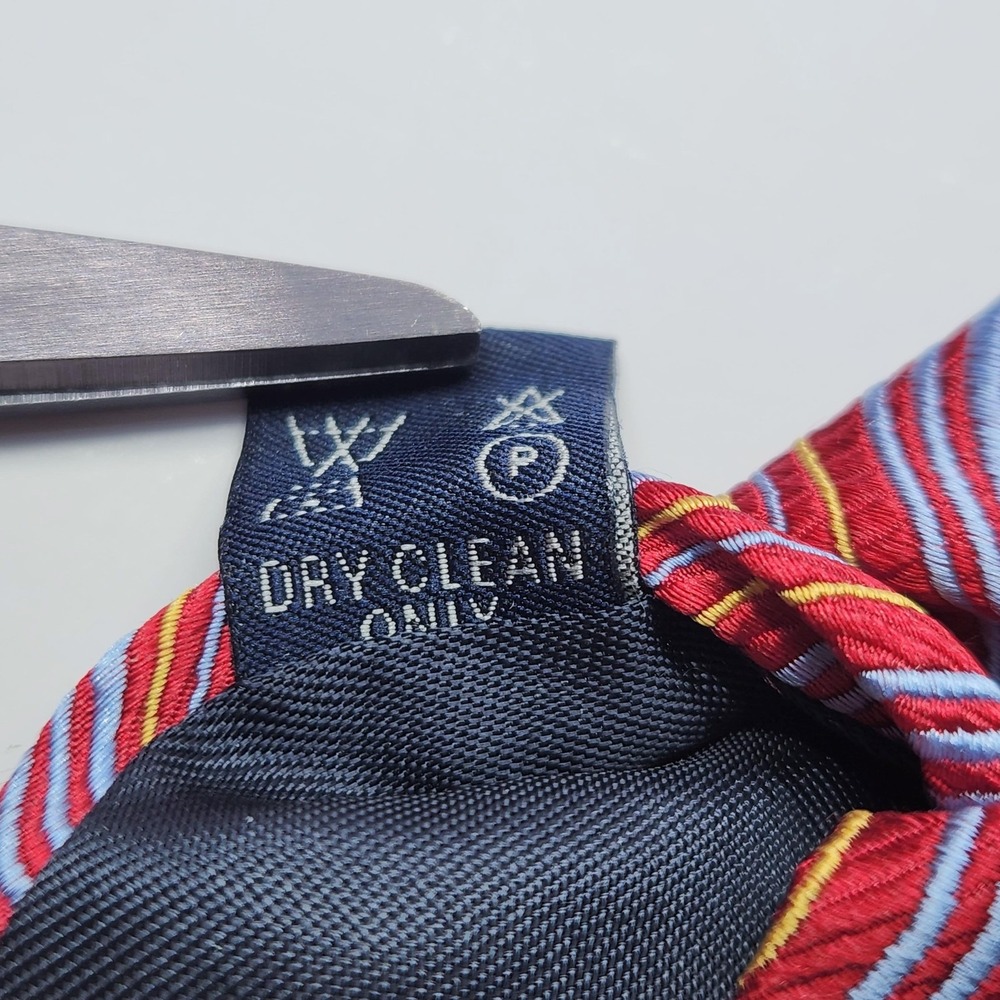 Louis Dell'Olio Tie 100% Silk Handmade Italy Mens One Size Red Wavy Stripe - Picture 3 of 7